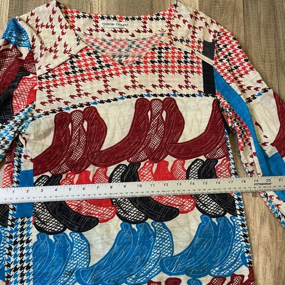 Tsumori Chisato Womens Multicolor Textile Long Sleeve Midi A Line Dress Size 2 - Picture 7 of 12